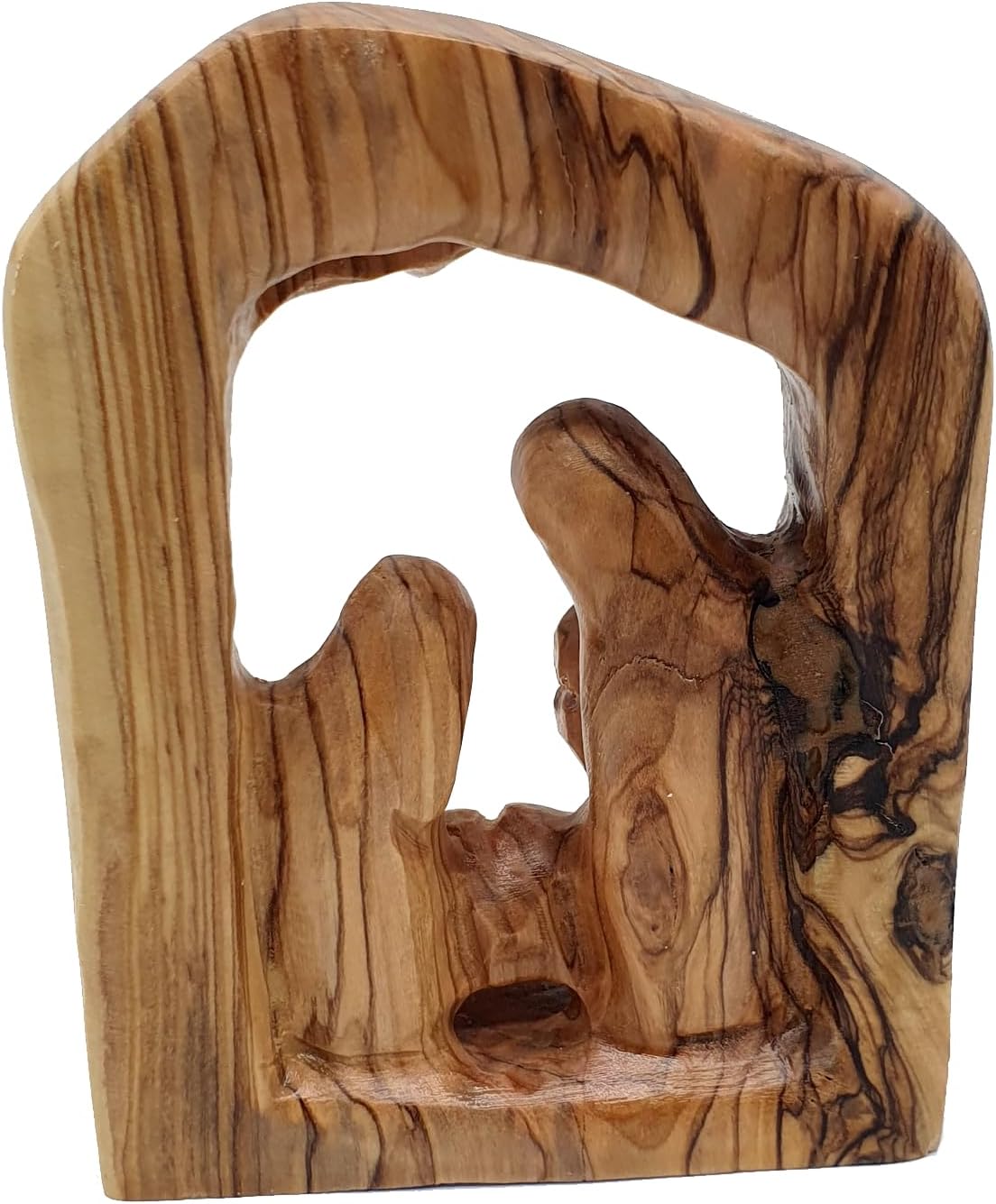 Zuluf Olive Wood Holy Family Nativity 4.9" - Hand Carved Joseph Mary Baby Jesus Figurine Religious Scene Gift HOF037