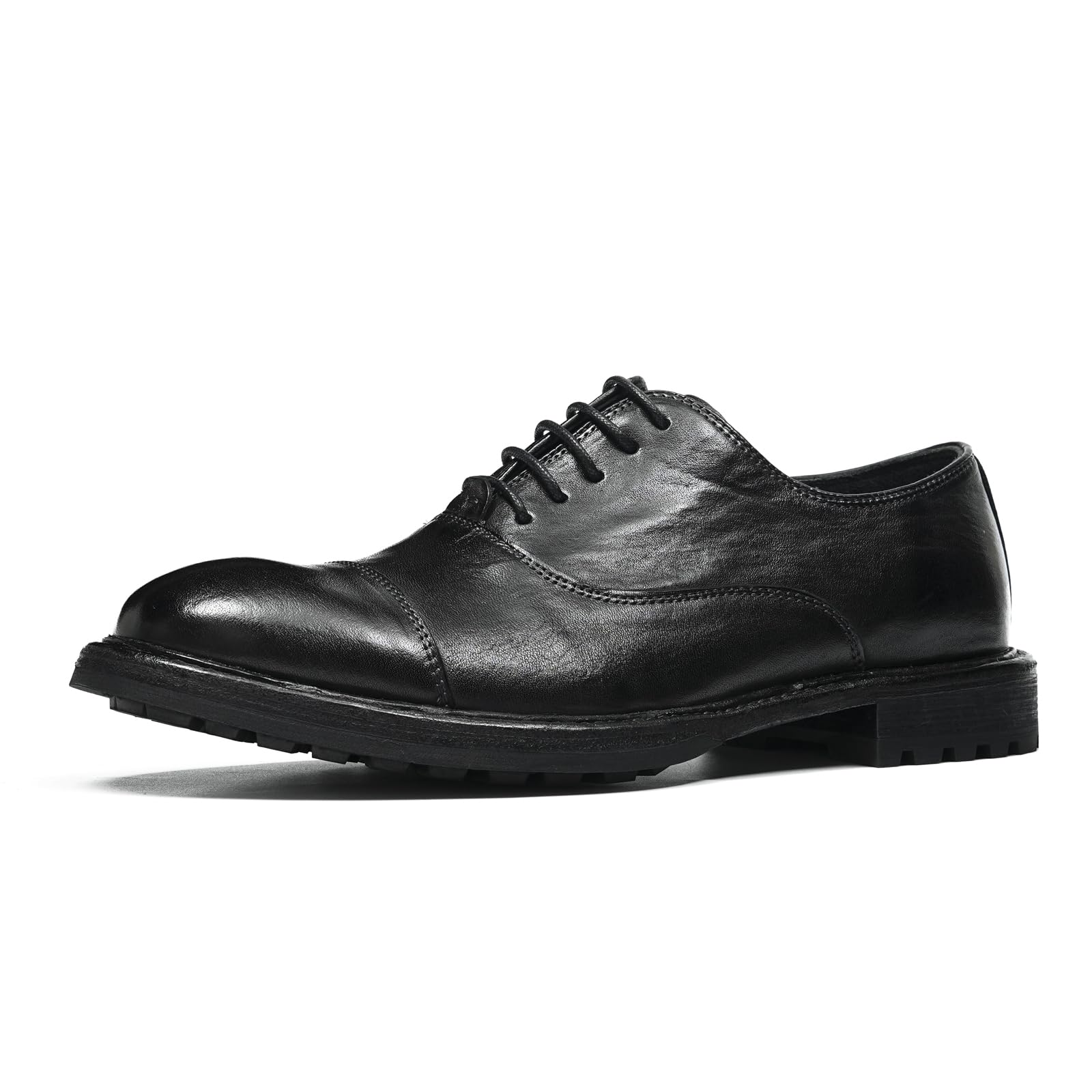 Oxfords Casuales Negocios en Cuero Genuino para Hombre Zapatos de Vestir Formales con Cordones Suaves Cómodos