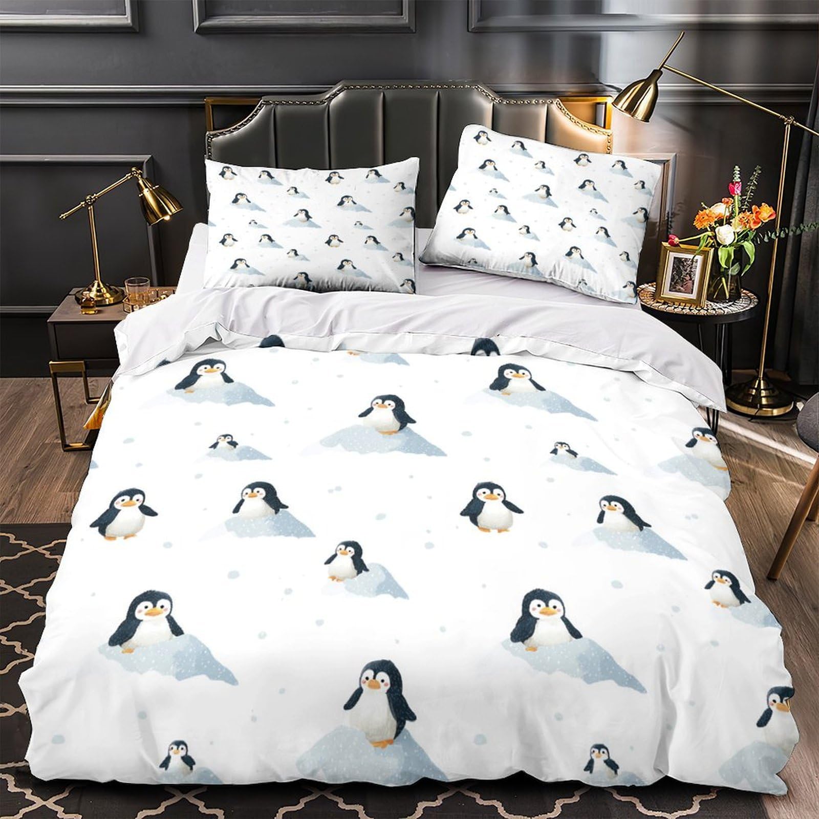 Housse Couette Plumes de Paon Imprimé 3D Parure Lit Microfibre 260x220cm