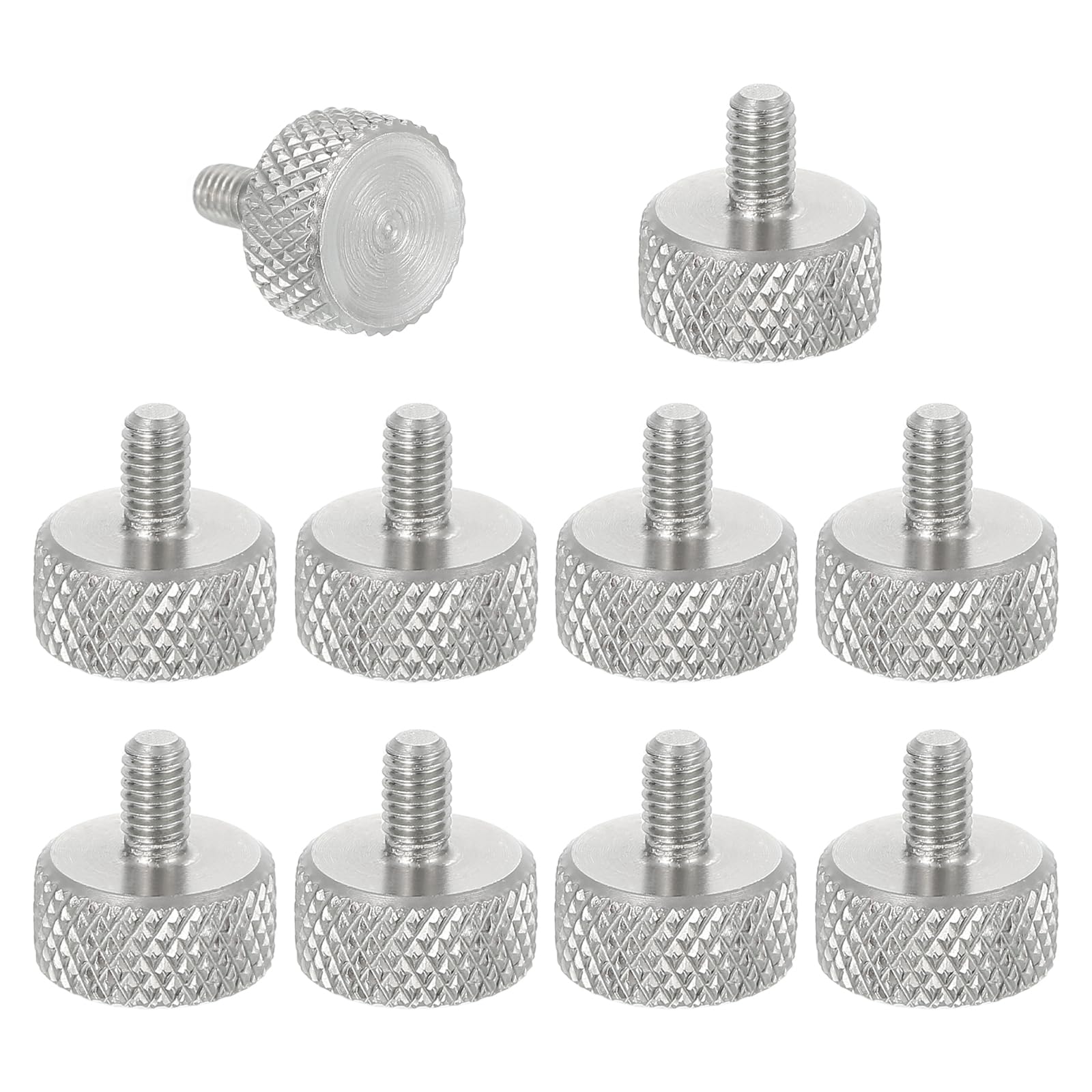 sourcing map Rändelschrauben, M3 x 4 mm, 304 Edelstahl, Flachkopf-Rändelschrauben, metrische Diamant-Rändelkopfschrauben, Griffknöpfe, handfest, Gewindebefestigungen, 10 mm Durchmesser, 10 Stück