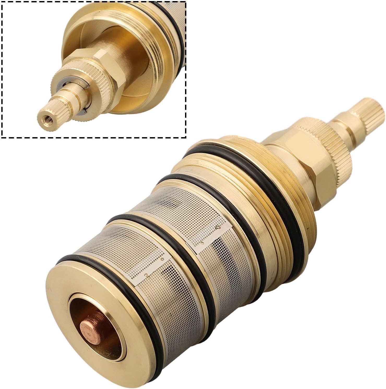 Brass Thermostatic Cartridge, Brass Replacement Shower Cartridge,20-48℃ Bath Mixer Tap Shower Valve Bar Cartridge, Constant Temperature Control Spool
