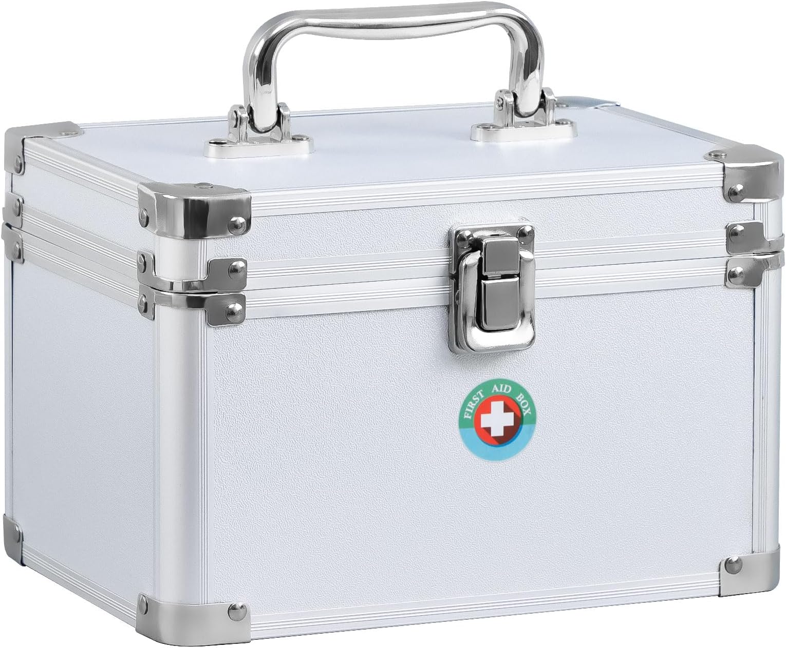 KYODOLED X-Small Medicine Box, Children Safe Medication Storage Box, First Aid Box for Emergency Use, Toggle Catch Lock without Key, X-Small Size, 8.5” x 6” x 5.5” White