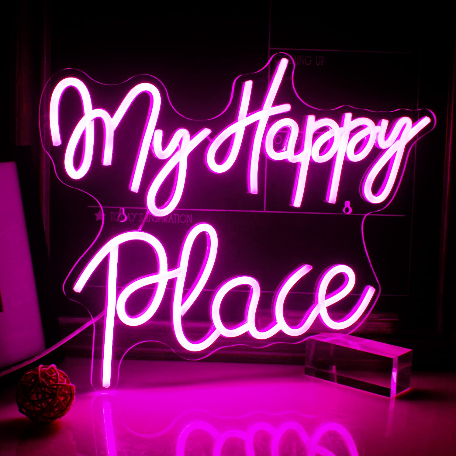 my happy place Le luci al neon a led sono utilizzate per la decorazione della parete, USB luci al neon Grande decorazione acrilica della parete di arte è utilizzata per la decorazione