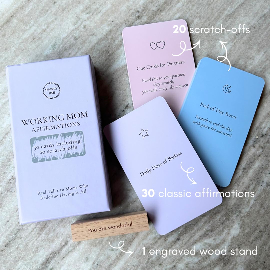 Tarjetas de afirmación para mamá trabajadora para mujeres, 50 tarjetas de afirmaciones positivas diarias (30 tarjetas edificantes + 20 divertidas para rascar) (You Are Wonderful)