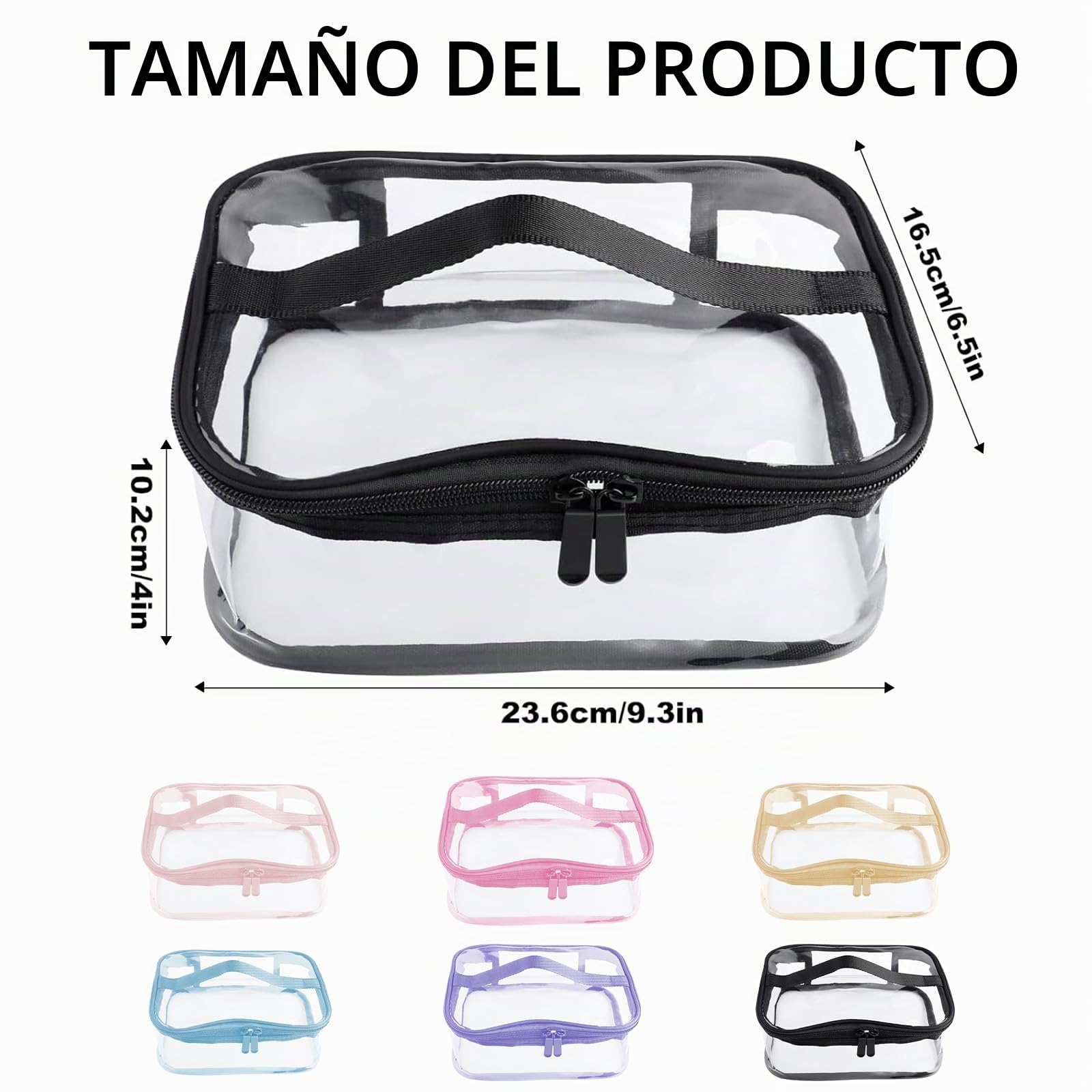 Pack de 6 Bolsas de Almacenamiento de PVC para Juguetes, 23x17x11 cm, Impermeables con Asa y Cremallera Doble, Caja Organizadora Transparente para Bloques y Puzzles