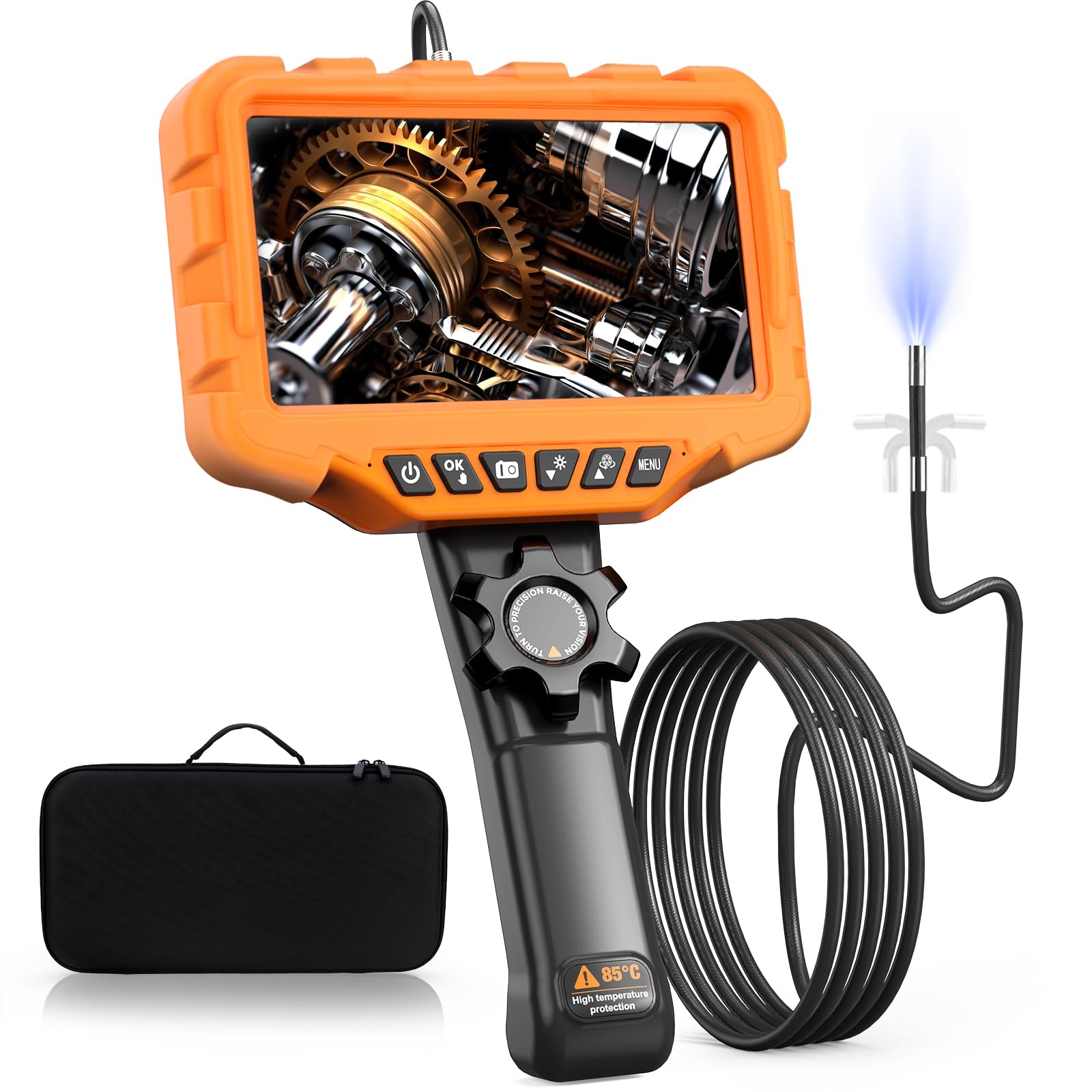 Endoskopkamera mit Licht 6,2mm 210° Drehbar Rohrkamera 1080P HD Inspektionskamera 7 Zoll IPS Endoskop Kamera Endoscope Camera IP67 Wasserdichtes 32 GB Speicherkarte für Auto Rohrreiniger