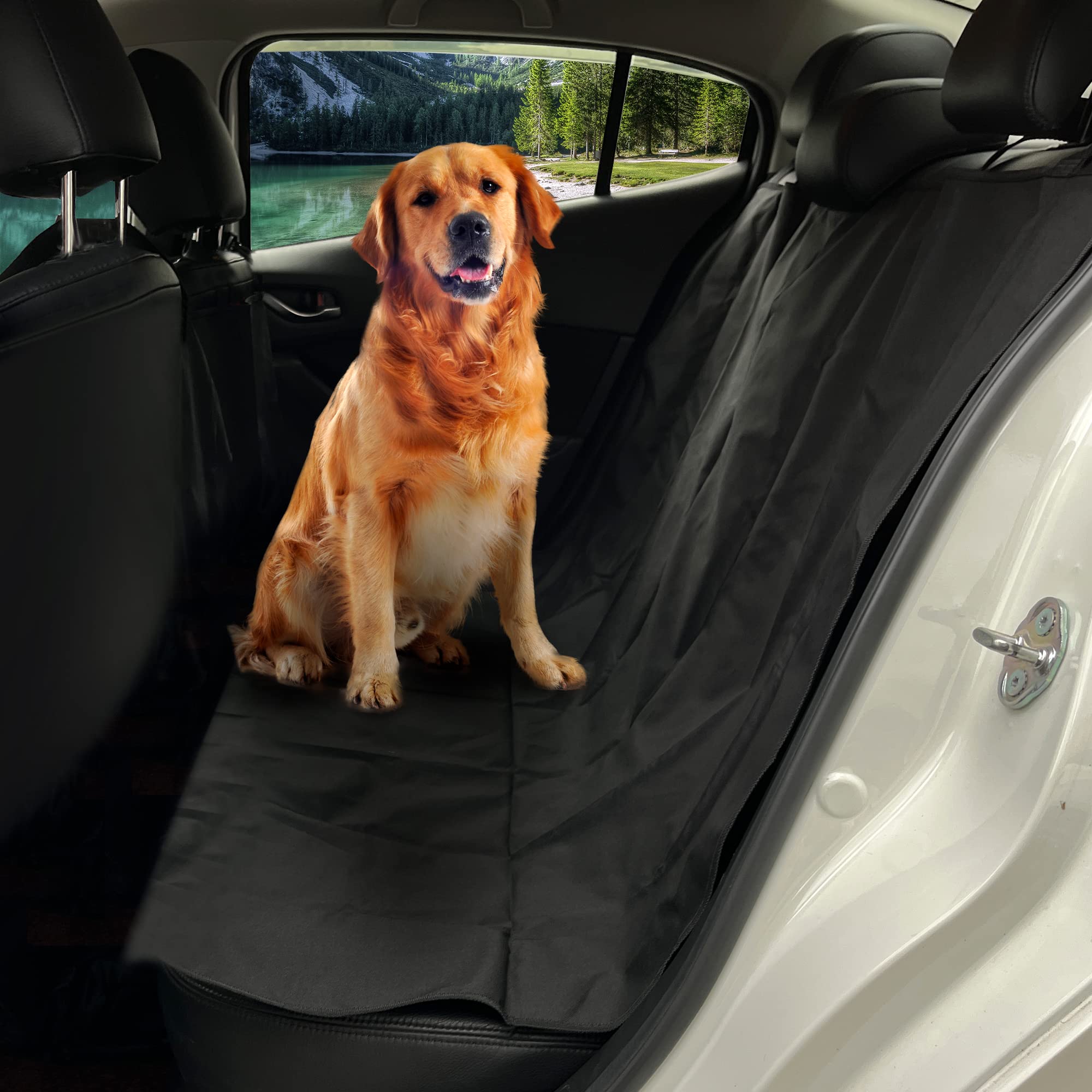 X AUTOHAUX Car Back Seat Cover Pet Waterproof Non-slip Protector Pad Black - Image 2
