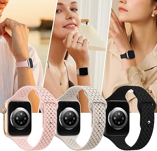 Miniatura 4 de OHOTLOVE Correas delgadas de silicona compatibles con Apple Watch Band 1.496 in 1.575 in 1.614 in 1.654 in 1.732 in 1.772 in 1.929 in, correa