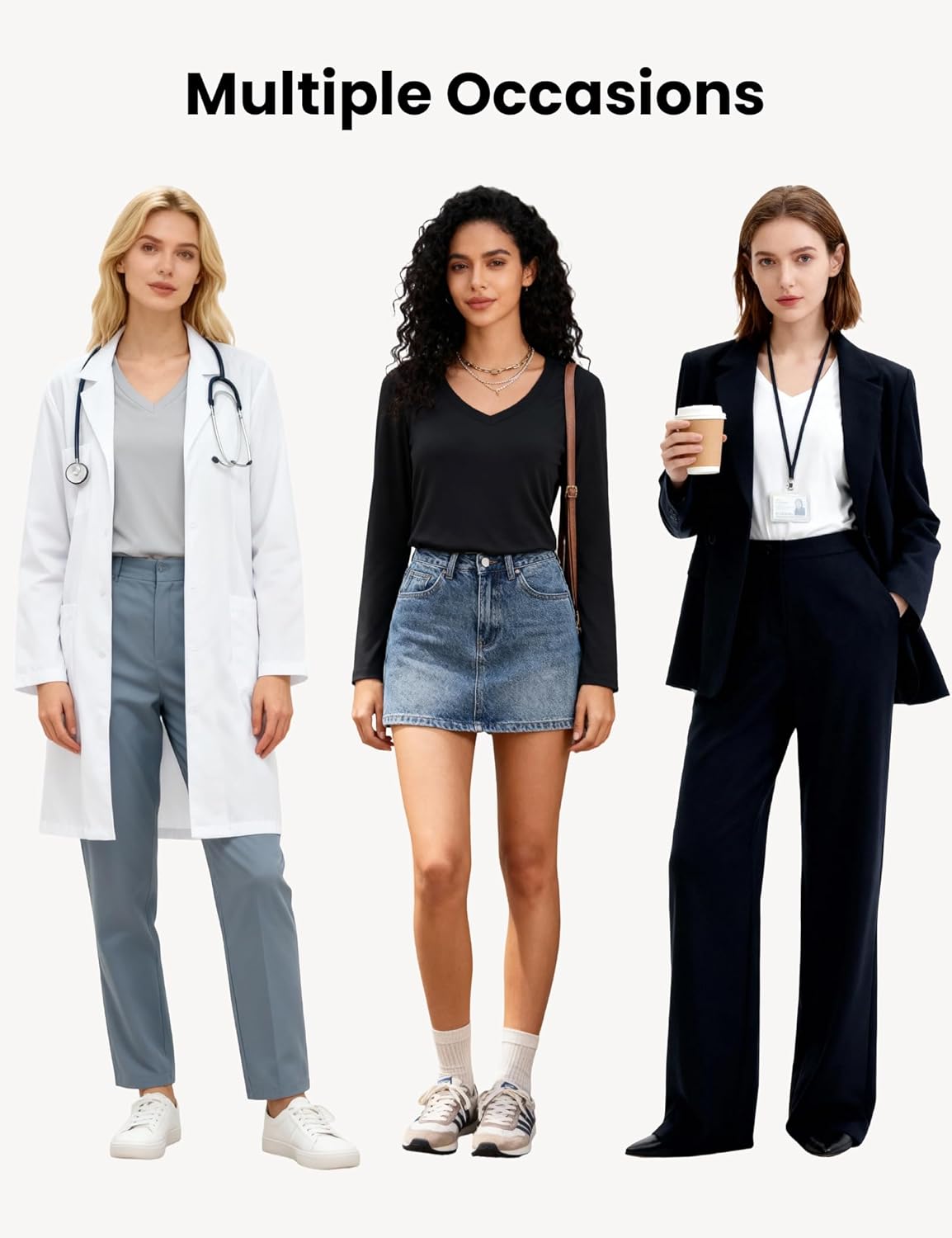 4-7 Pack Long Sleeve Shirts for Women,Moisture Wicking Shirts Long Sleeve Workout Tops for Women V Neck Hiking T-Shirts - Image 4