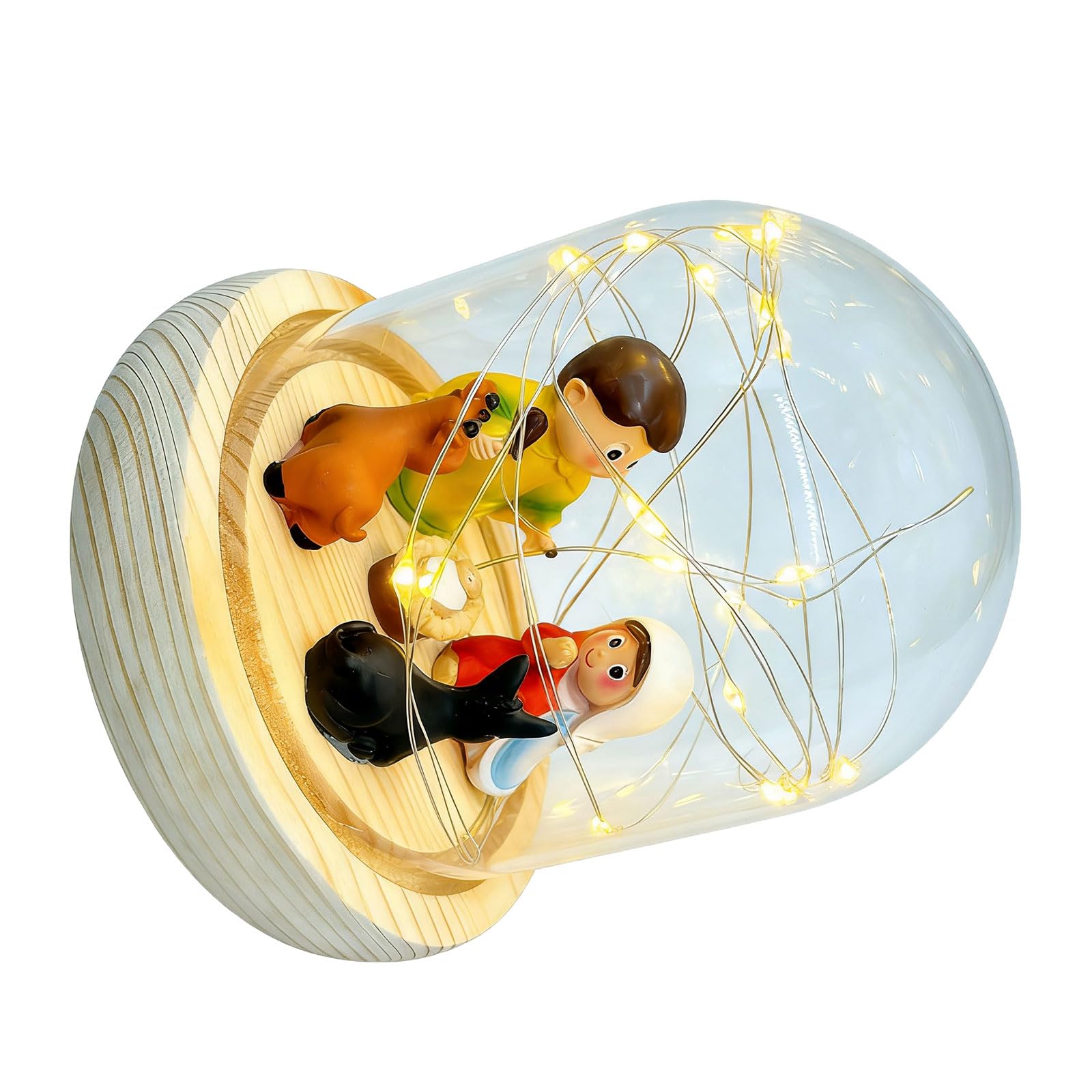 ordinarYone Light Up Nativity Scene Resin Christmas Jesuses Decorations with LED Light Tabletop Ornament