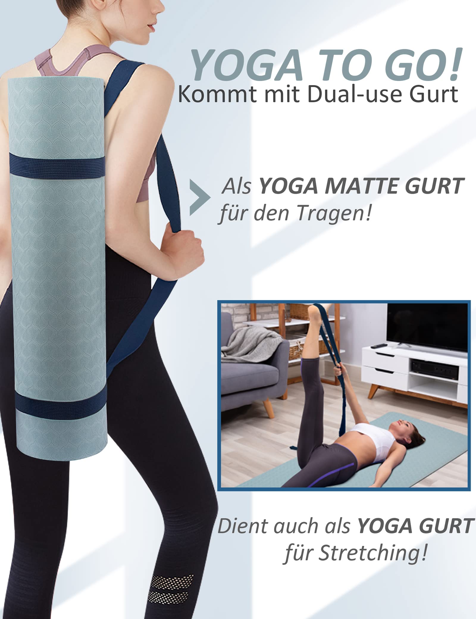 Estera de yoga antideslizante, estera de yoga de 6|8mm de grosor, estera de fitness antideslizante, estera de gimnasia de TPE| PVC para el hogar y el exterior, estera de entrenamiento de gimnasia