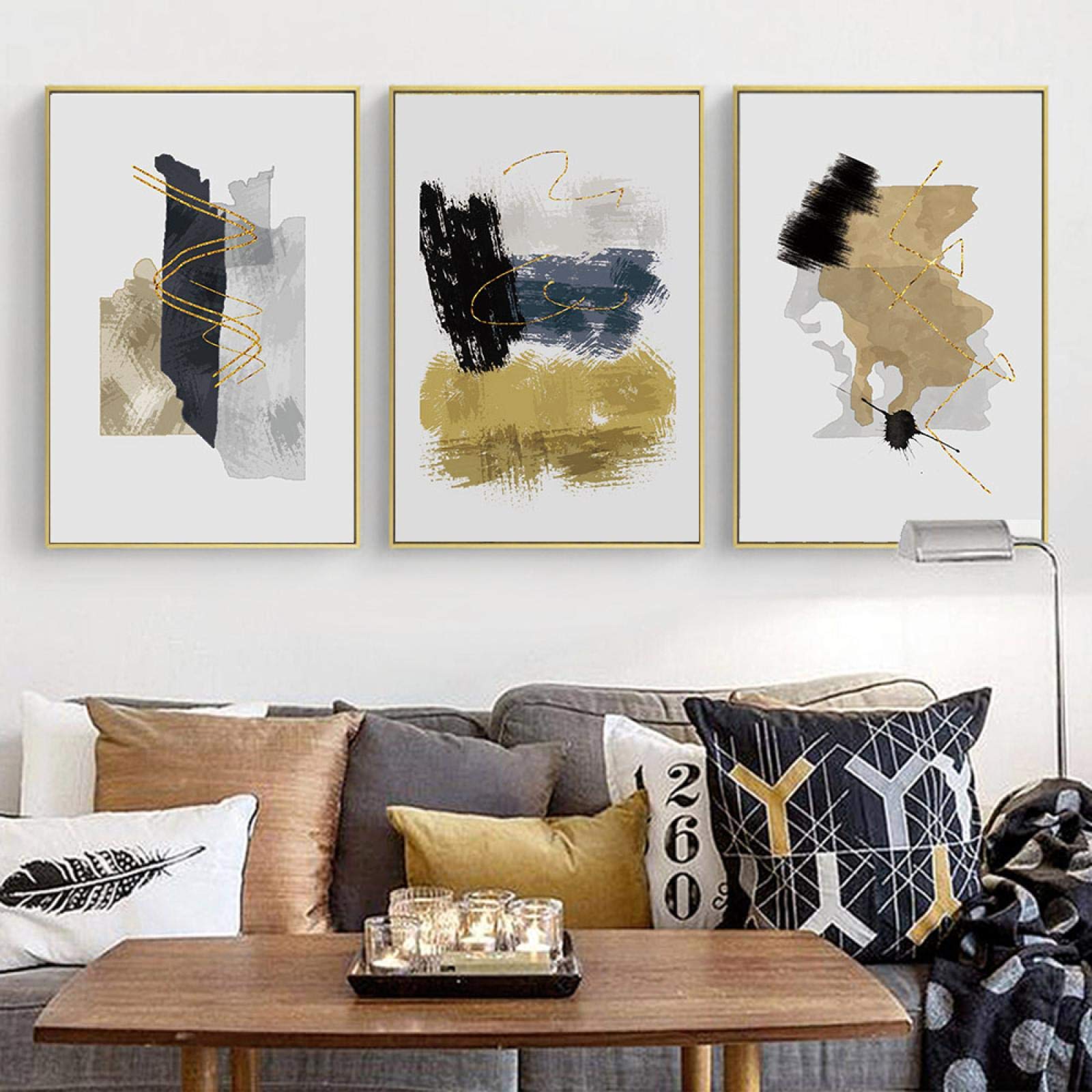 Affiches décoratives salon art abstrait triptyque 3 pièces - 8