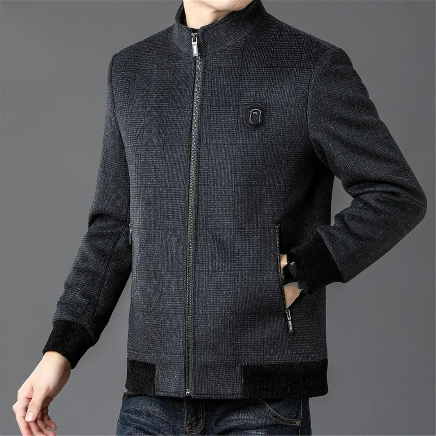 Mens Winter Wool Coat Fleece-lined Thick Warm Jackets Middle-aged Handsome Cold-proof Woolen Overcoat