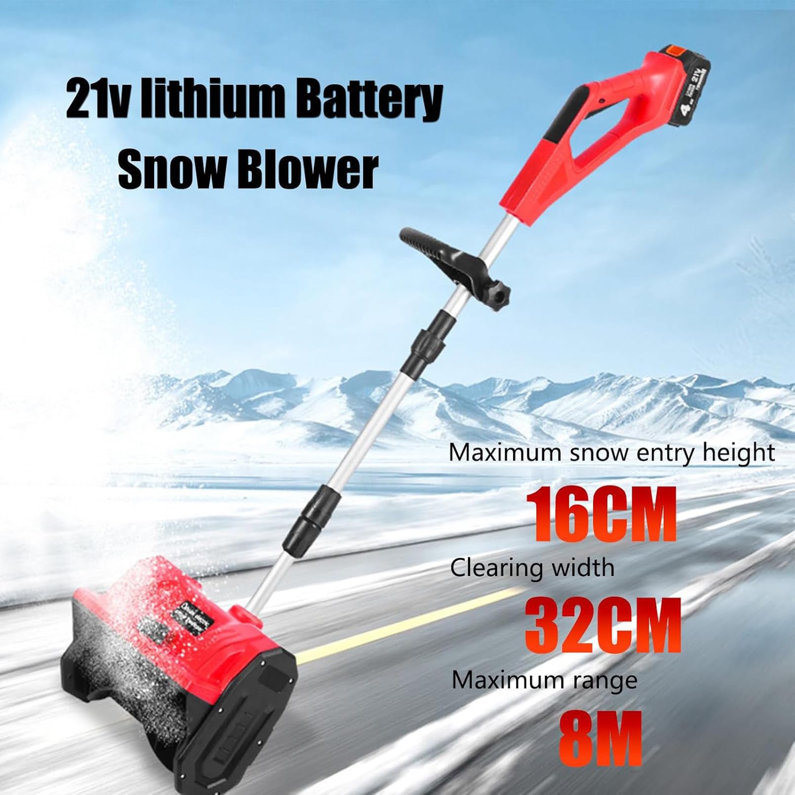 Kit Pala da Neve elettrica Senza Fili da 20 V, spazzaneve Elettrico da 11", con 2 batterie da 4,0 Ah e Caricabatterie rapido, con Display Digitale Blue