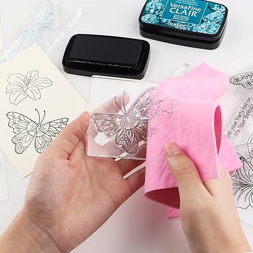 Miniatura 3 de BAOFALI 3pcs sello ShammySuede ClothStamp Cleaner Super absorbente Towel 3 colores para sello paño de limpieza