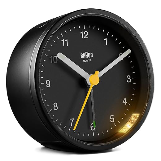 Braun Classic Analogue Alarm Clock with Snooze and Light, Quiet Quartz Movement, Crescendo Beep