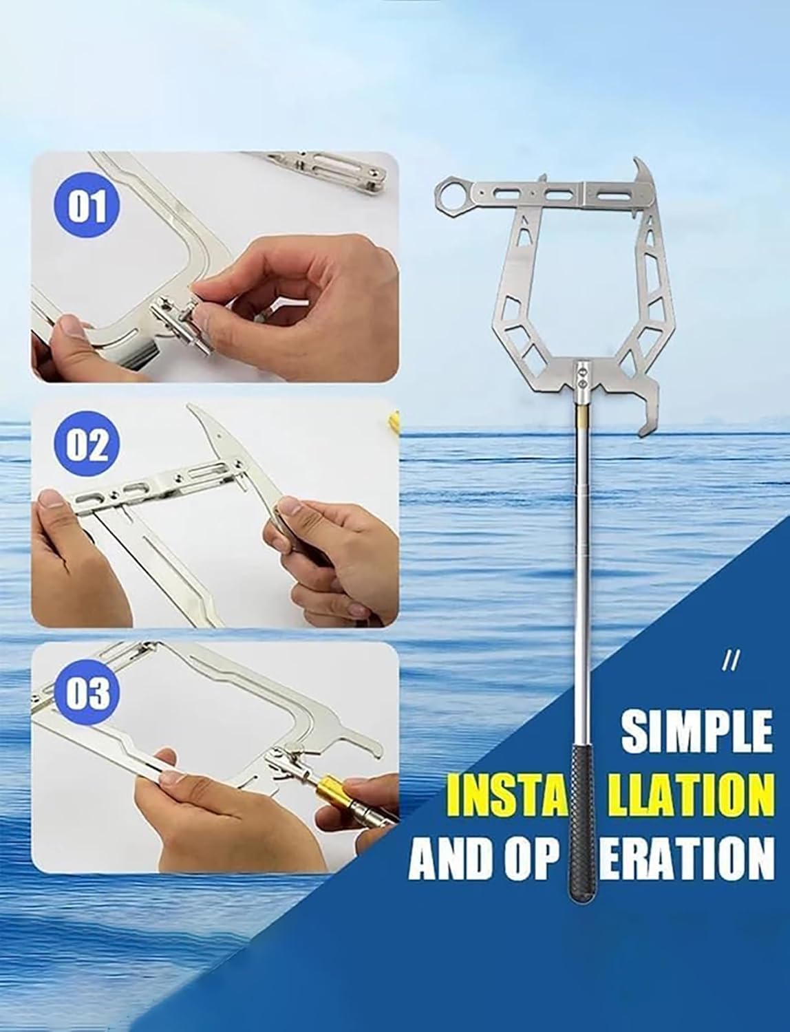 Multifunctional Long-Distance Threader Boat Hook,Telescoping Automatic Boat Dock Hook, Boat Hook for Docking with Telescoping Extension Pole