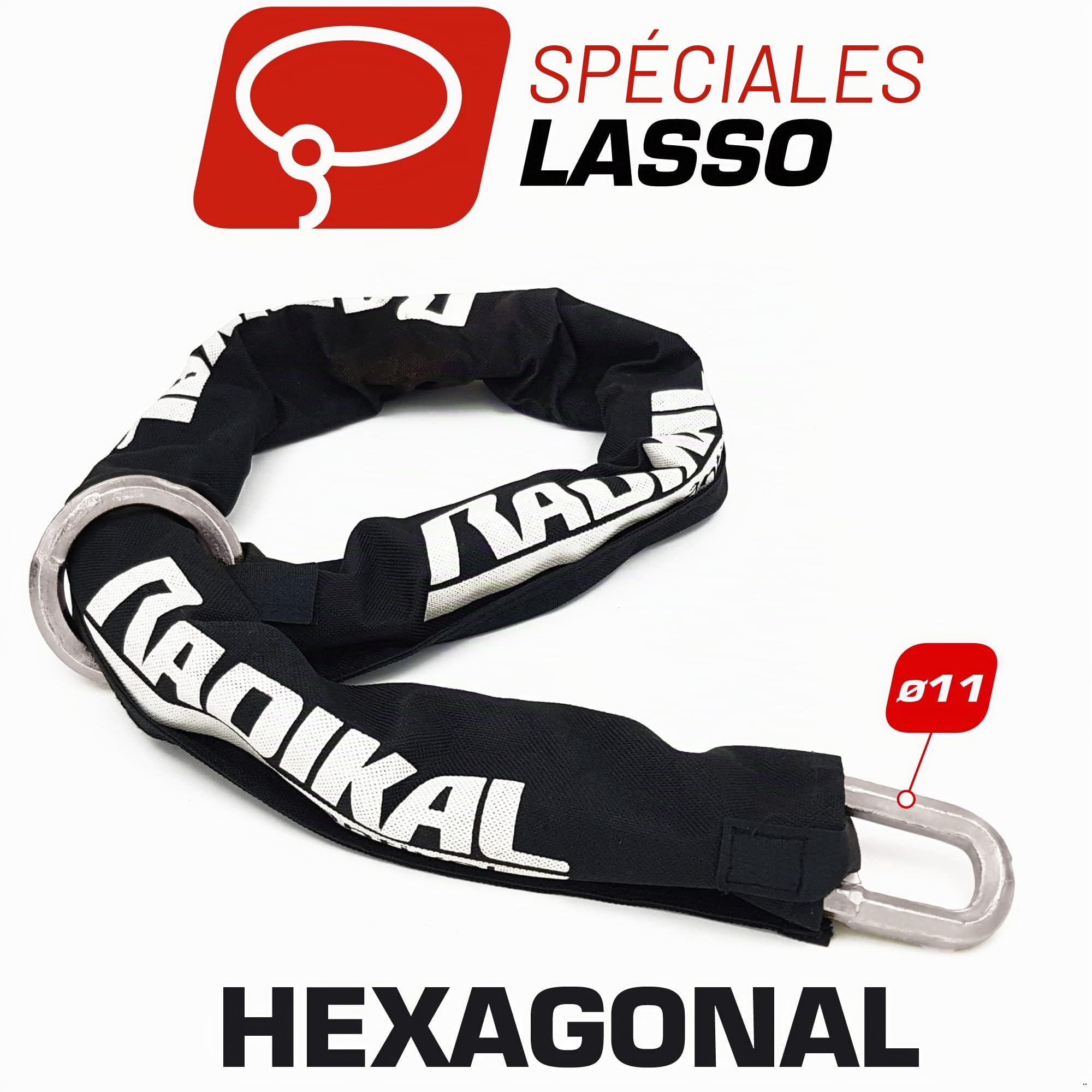 Radikal RK11120L Chaîne de Sécurité Chaîne Antivol Robuste Moto Acier Cimenté Ø 11 Hexagonal, boucle 120 cm