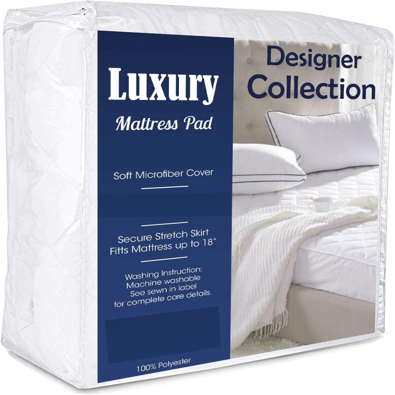 Global Weavers Luxury Twin Extra Long Size Microfiber Fitted Mattress Pad - Dorm Size Quilted Mattress Topper Pad with 18โ Deep Stretch Skirt - Twin Extra Long, Twin-XL
