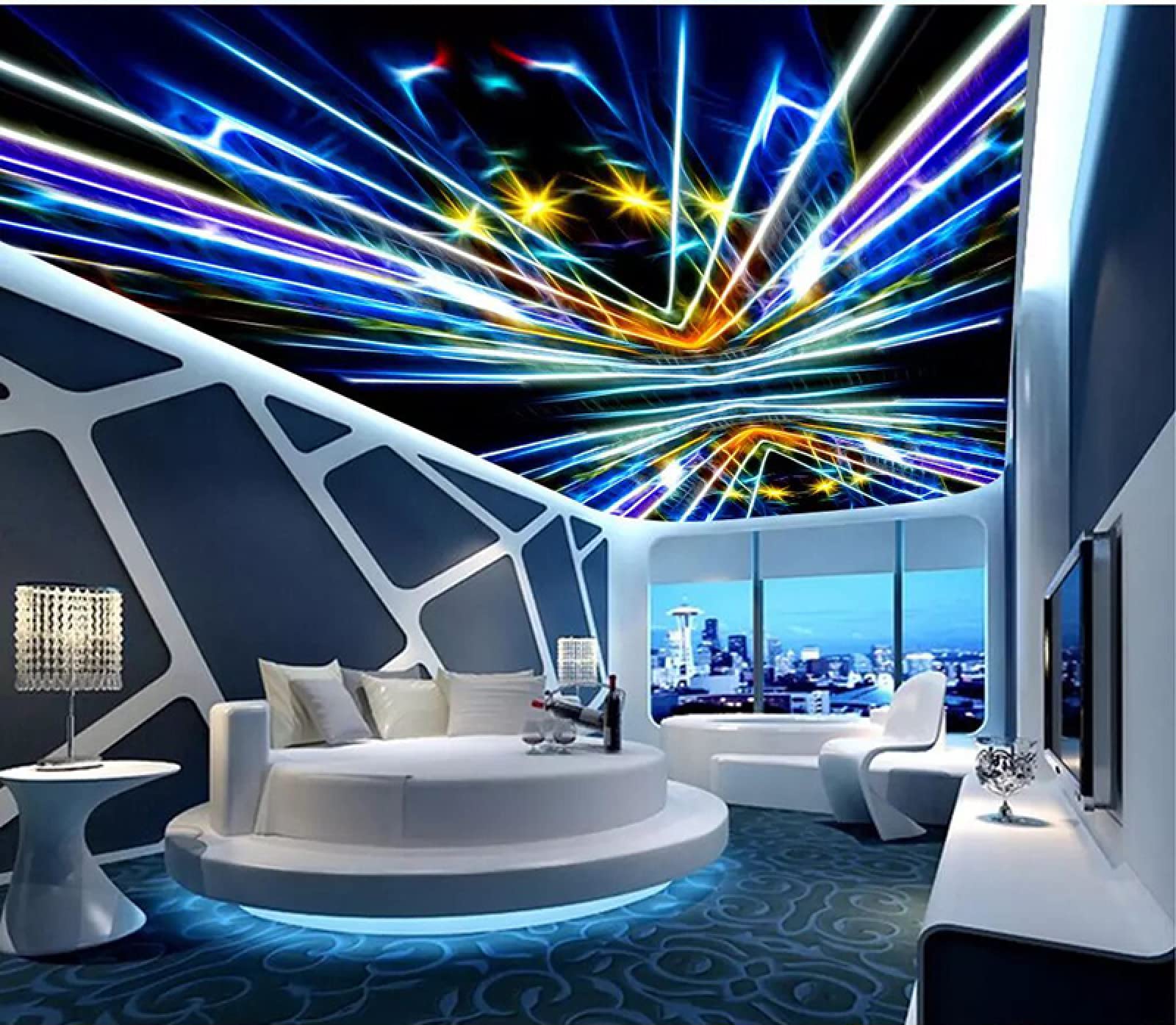 Papier peint 3D autocollant au design abstrait moderne pour habiller un plafond
