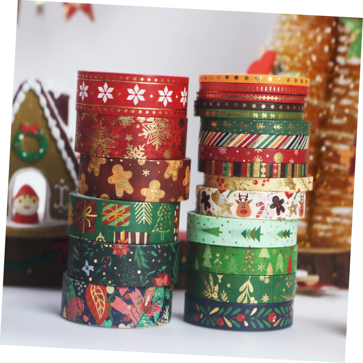 TEHAUX 63rollos Cintas De Washi para Navidad De Tapes Japonesas De Adhesivo Diseño De Cartón para Manualidades y para Decoración De y