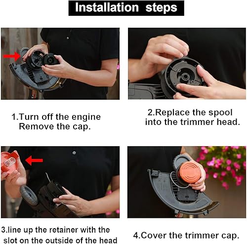 Miniatura 5 de AF-100 - Carretes de repuesto de 30 pies y 0.065 pulgadas para Black Decker GH900 GH600 LST522 LCC140 para recortadora de malas hierbas, carrete de