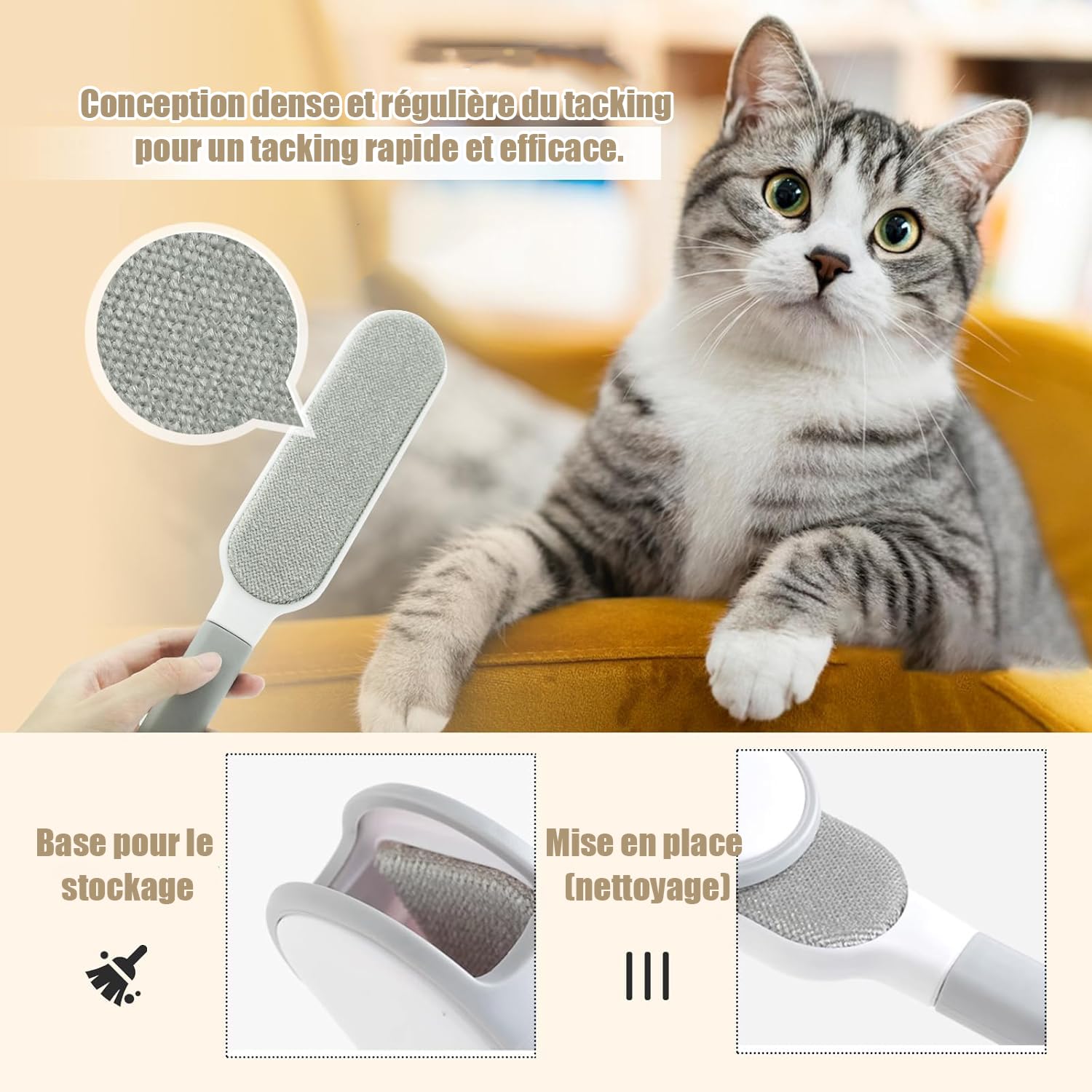 STOAT® Brosse à Peluches Double Face Autonettoyante et Réutilisable pour Poils d'Animaux