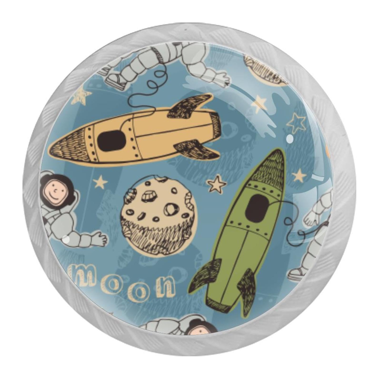 Tqmspg Multi10 4 Pieces Drawer Pulls Planets Rockets Door Knobs Dresser Handles For Kitchen Wardrobe Cupboard Hardware Furniture