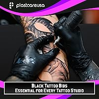 Vista 2 de Baberos dentales desechables, baberos para pacientes, impermeables, para perforación y tatuaje o para pacientes, babero de 13 x 18 pulgadas Negro