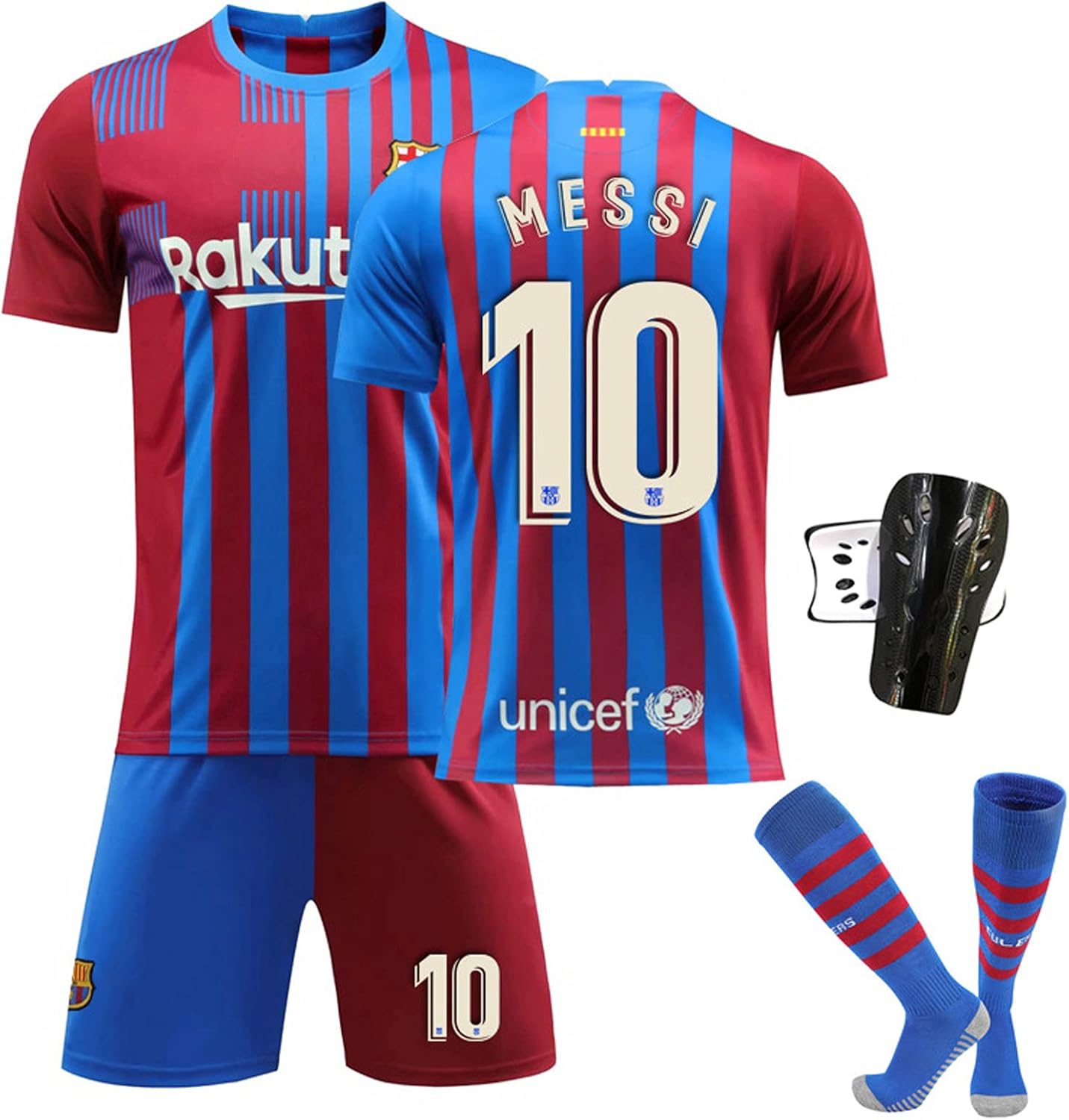 サッカーユニフォーム サッカークラブユニフォーム 割り引き サッカージャージ フットボールのユニフォームセット21年新しいサッカーユニフォーム バルセロナサッカークラブユニフォームno 10メッシ レプリカ大人の子供用ジャージ靴下とサッカー保護具 Messi サッカー
