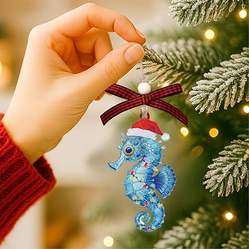 Miniatura 6 de Adorno de caballito de mar Adorno de caballito de mar para árbol de Navidad Regalo náutico para amantes de la playa y fanáticos de la decoración