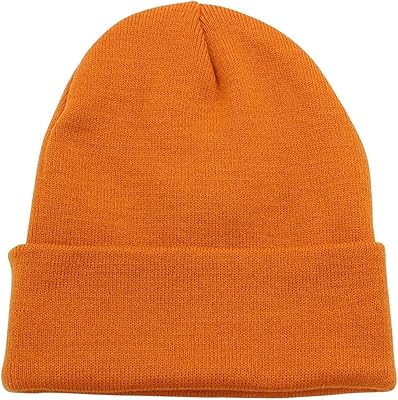 PZLE Warm Winter Hat Knit Beanie Skull Cap Cuff Beanie Hat Winter Hats for Men (Burnt Orange)