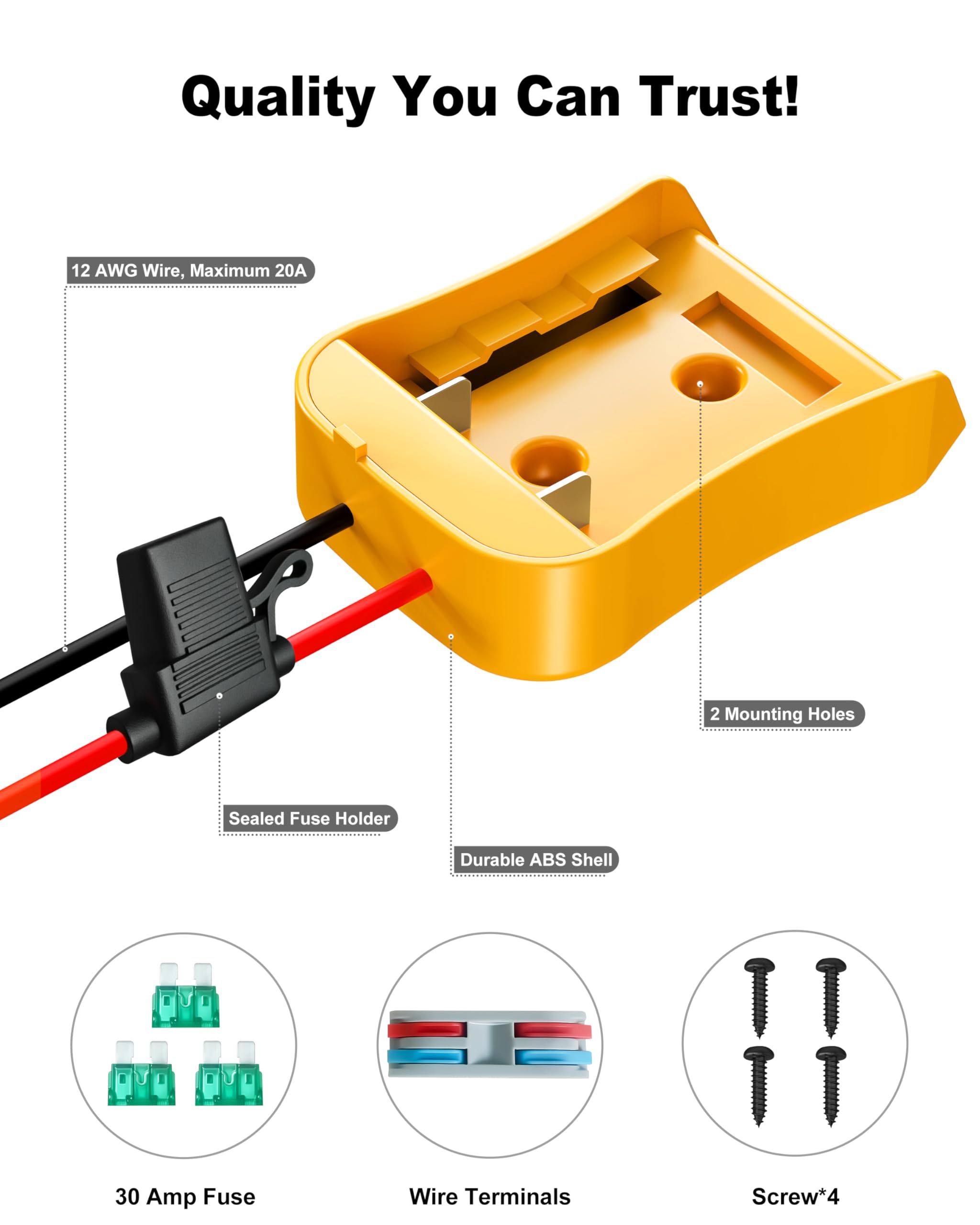 Paquete de 2 adaptadores de 20 V para adaptador de batería Dewalt compatible con ruedas eléctricas, kit de actualización de conversión de batería para bricolaje, juguetes de coche a control remoto