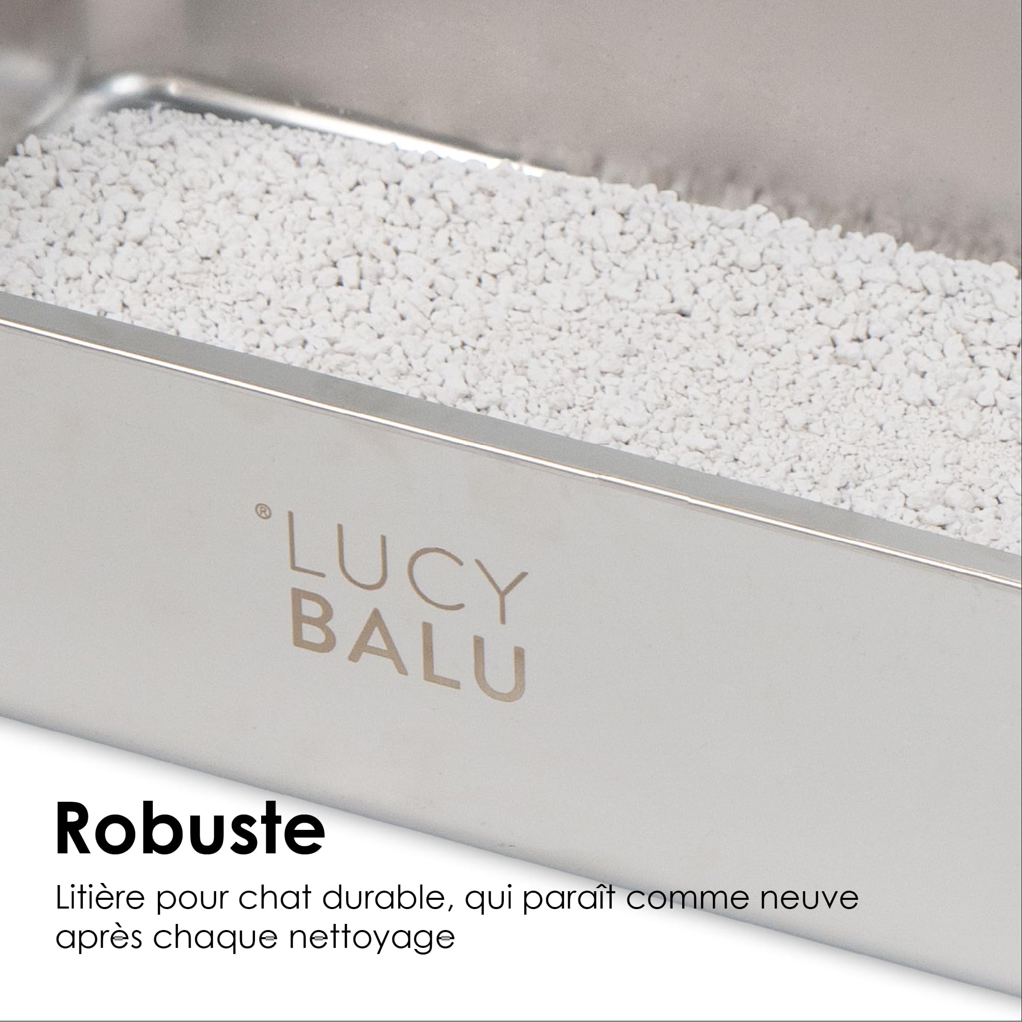 LucyBalu® Steeloo Litière Chat XXL bassine Acier Inoxydable sans Couvercle
