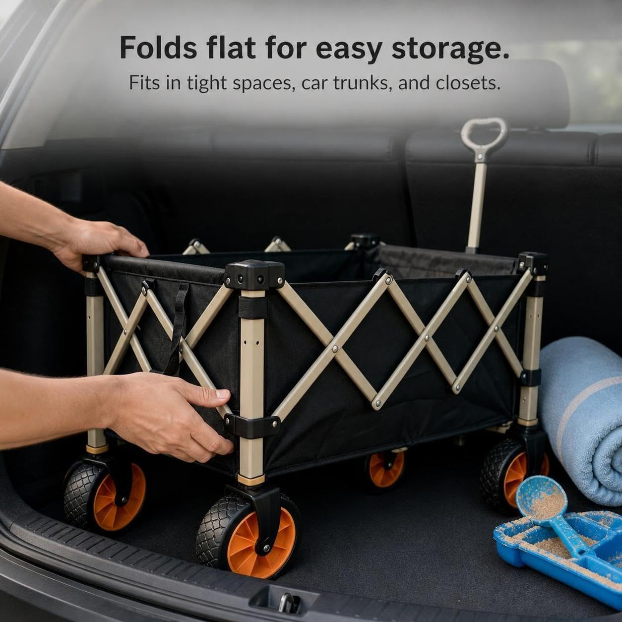 Carrello Utility Pieghevole da Esterno, Ruote universali silenziose, Carrello portatutto, Festival musicali, Per famiglie numerose, Ruota universale silenziosa standard, 5 pollici