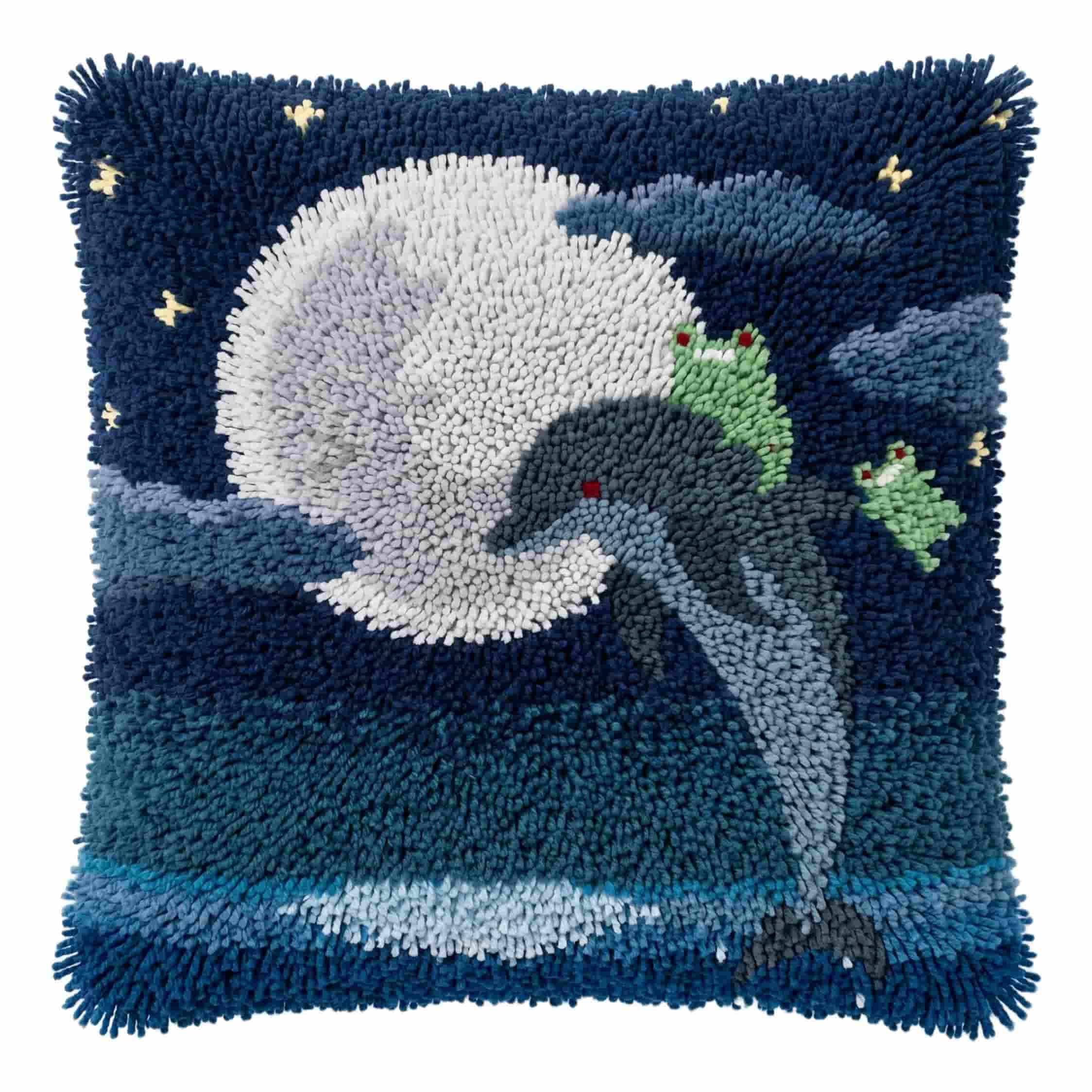 AxiangziK Latch Hook Pillow Kit Dolphin 43X43Cm