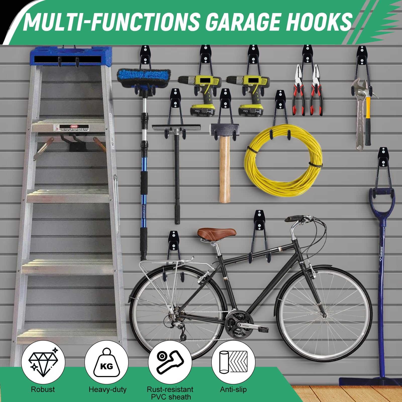 GARAGE WALL HOOKS 20 Pack, Garage Hooks Heavy Duty With Extra Welding