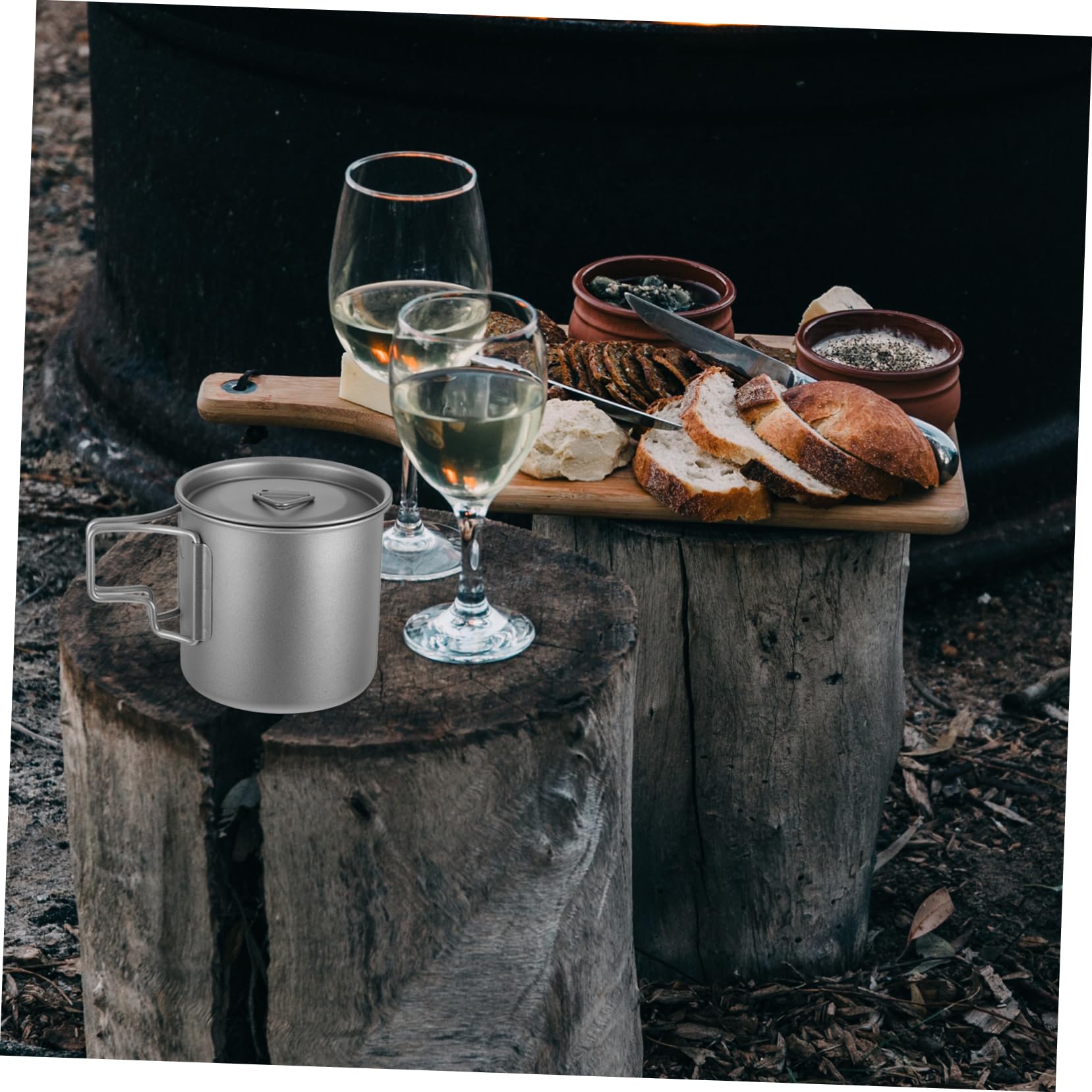 Tasse mit Faltbarem Griff Robuster Campingbecher aus für Outdoor Aktivitäten Wie Wandern Angeln und Deckel und Tragetasche