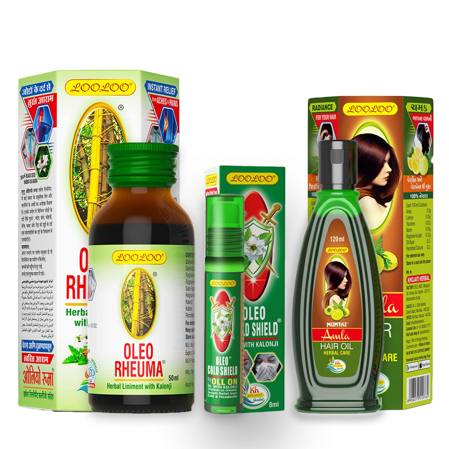 LooLoo Combo of 3 - Mumtaz Amla Hair Oil - 120ml| Oleo Cold Shield Oil With Kalonji - 8ml| Oleo Rheuma Herbal Liniment Oil - 50ml (B0BHNL7CFZ) Amazon Price History, Amazon Price Tracker