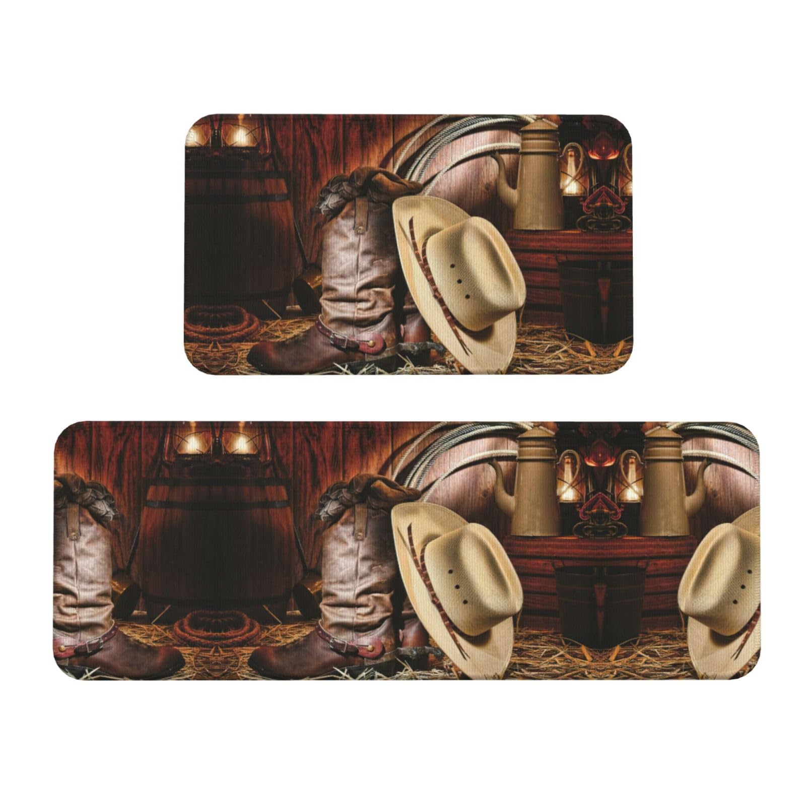 Juego de 2 tapetes de cocina antideslizantes impermeables EdWal de diseño rústico