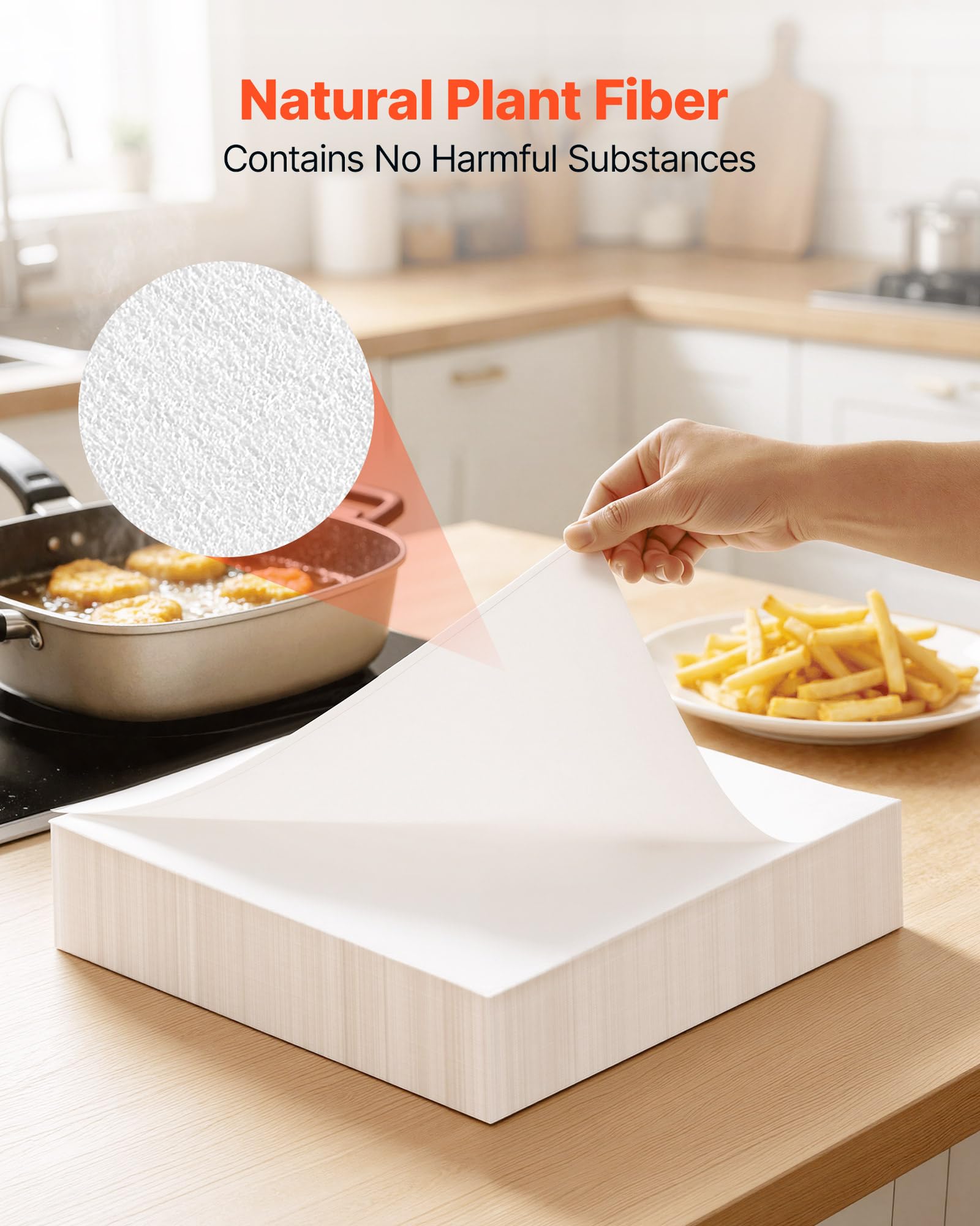 VEVOR Confezione Fogli di Carta Filtro di Ricambio per Friggitrice 100 pz | Carte Filtranti di Ricambio per Friggitrice per Cucina, Dimensioni 380 x 330 mm, Ristoranti, Bar, BBQ, Filtrazione dell'Olio