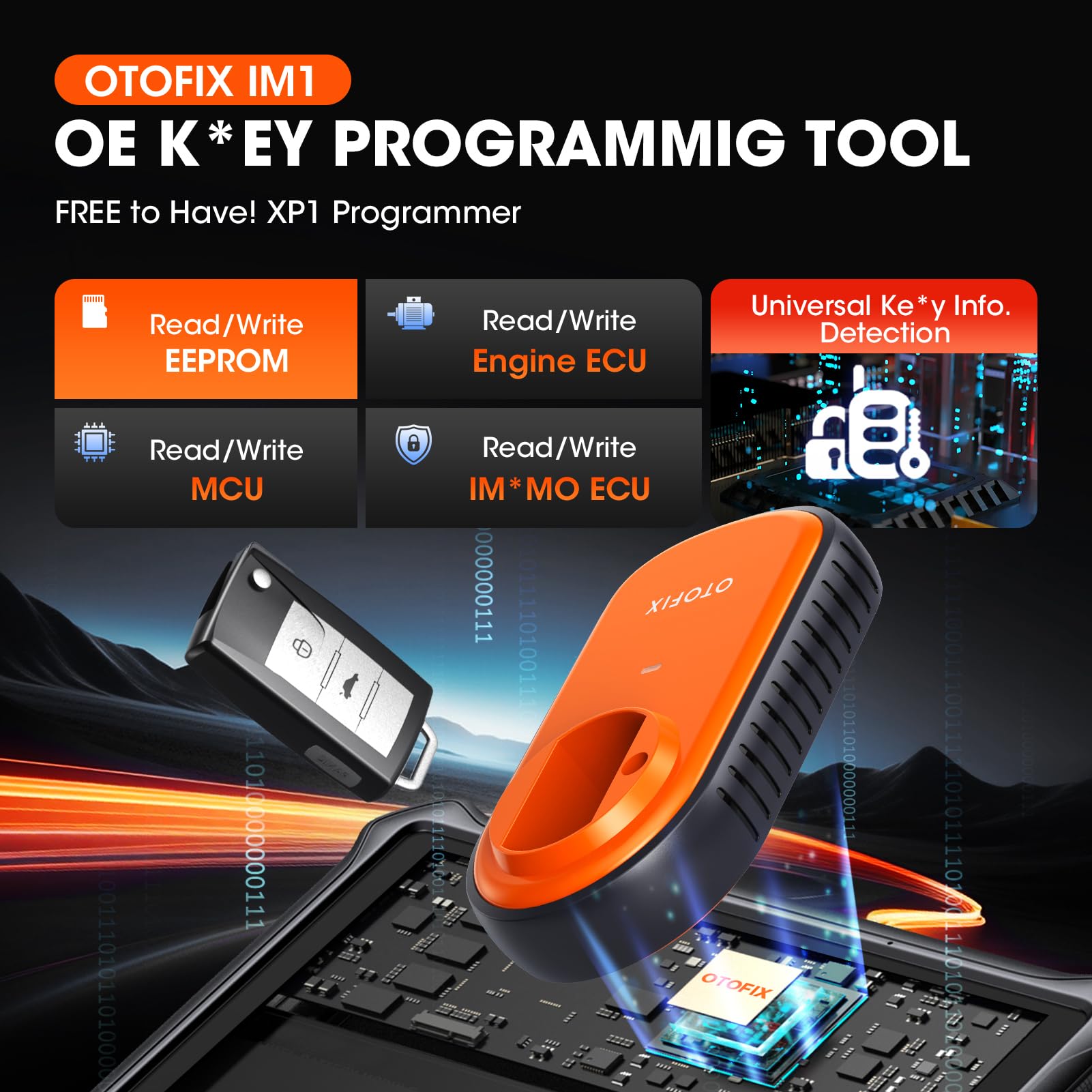 OTOFIX IM1 IMMO Programmateur clé Voiture [avec XP1], Tous Les Diagnostic Voiture du Système, Valise Diagnostic Auto avec Test Actif, 40+ Fonctions de Service, DoIP et CANFD, mises à Jour de 2 Ans