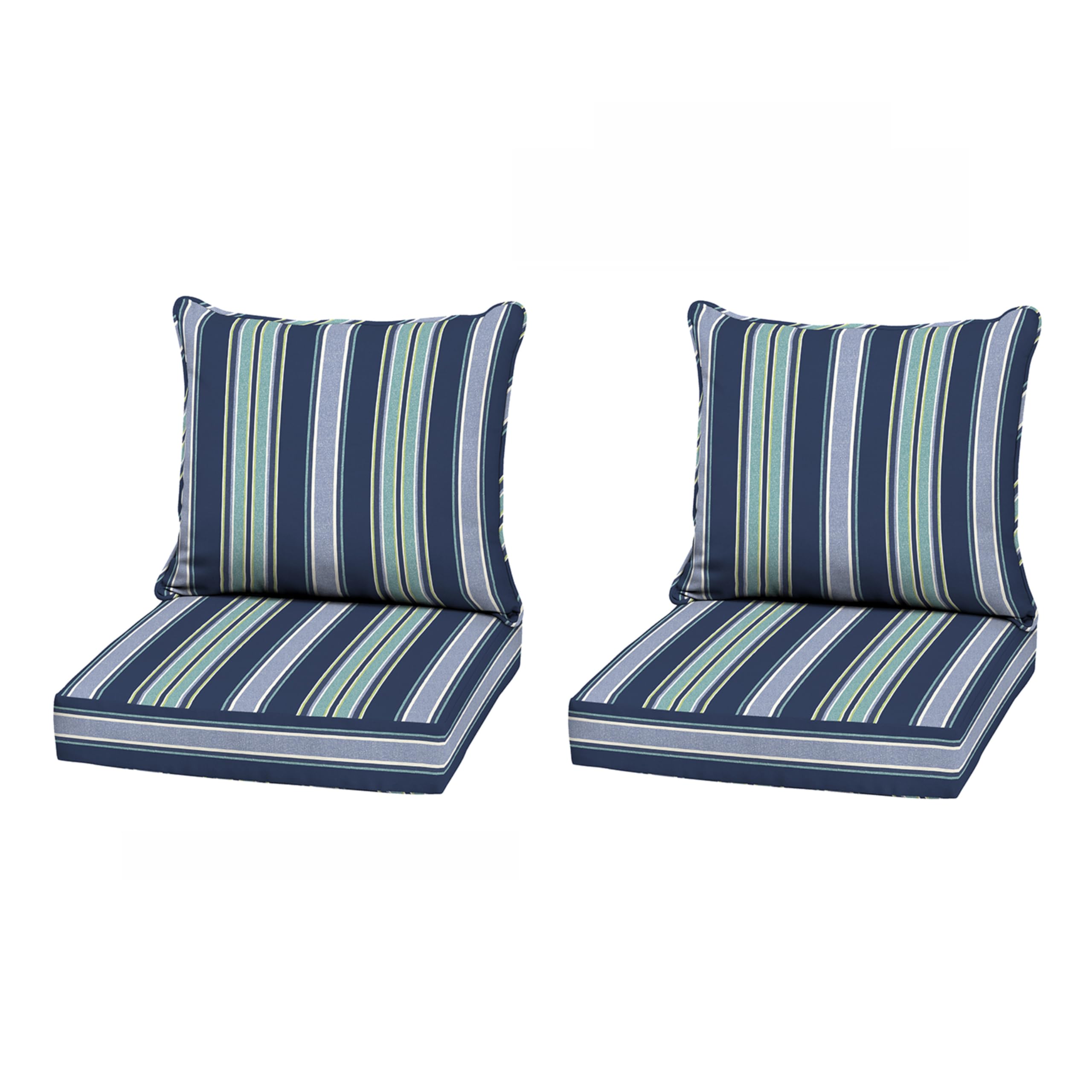Arden Outdoor Deep Seat Cushion Set, 2-Pack, 22x24, Blue Stripe