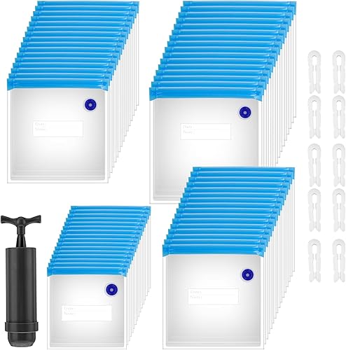 Paquete de 60 bolsas de sellado al vacío para alimentos  4 tamaños reutilizables con cremallera bolsas de almacenamiento con válvula de aire de