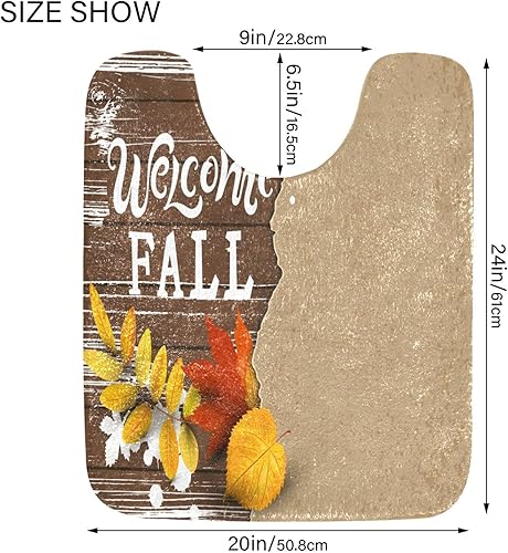 Miniatura 6 de Bathroom Rugs Sets 2 Piece 24x16+24x20 Inch,Soft U-Shaped Contour Toilet Rug Welcome Fall Non-Slip Absorbent Bath Floor Mat Carpet Set Water