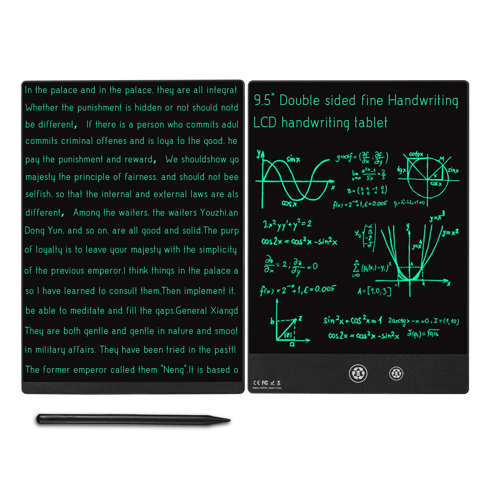 Amoretti SonnetLCD Writing Tablet, 9.5in Double Display Erasable Reusable Electronic Drawing Pads