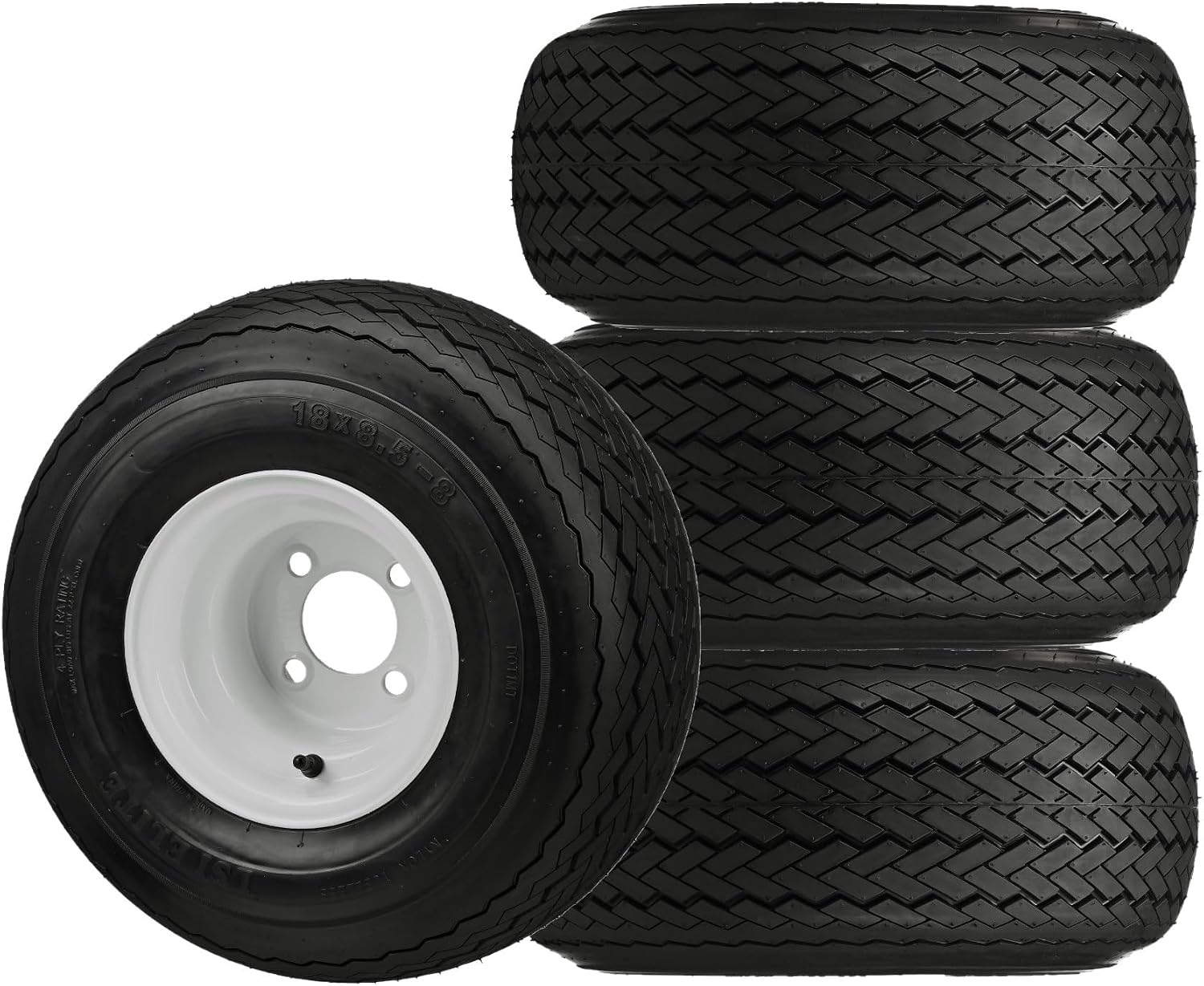 RM Cart Single Golf Cart Tires & Rims, White | Fits 18 x 8.5 x 8 18-850-8 18 x 8.50-8 4 Lug Hole Carts