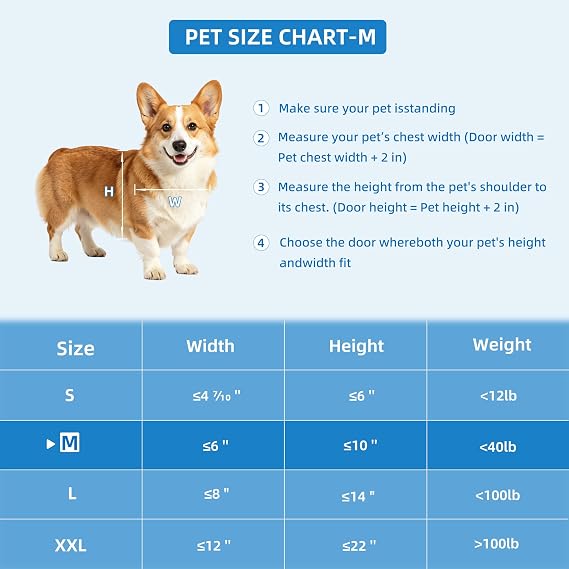 Automatic Dog Door with Doorbell Activation, 2-Flap Electronic Smart Pet Door with Anti-Pinch, No Collar Needed, Aluminum Lockable Weatherproof Telescoping Tunnel for Pets Up to 12 LB- S