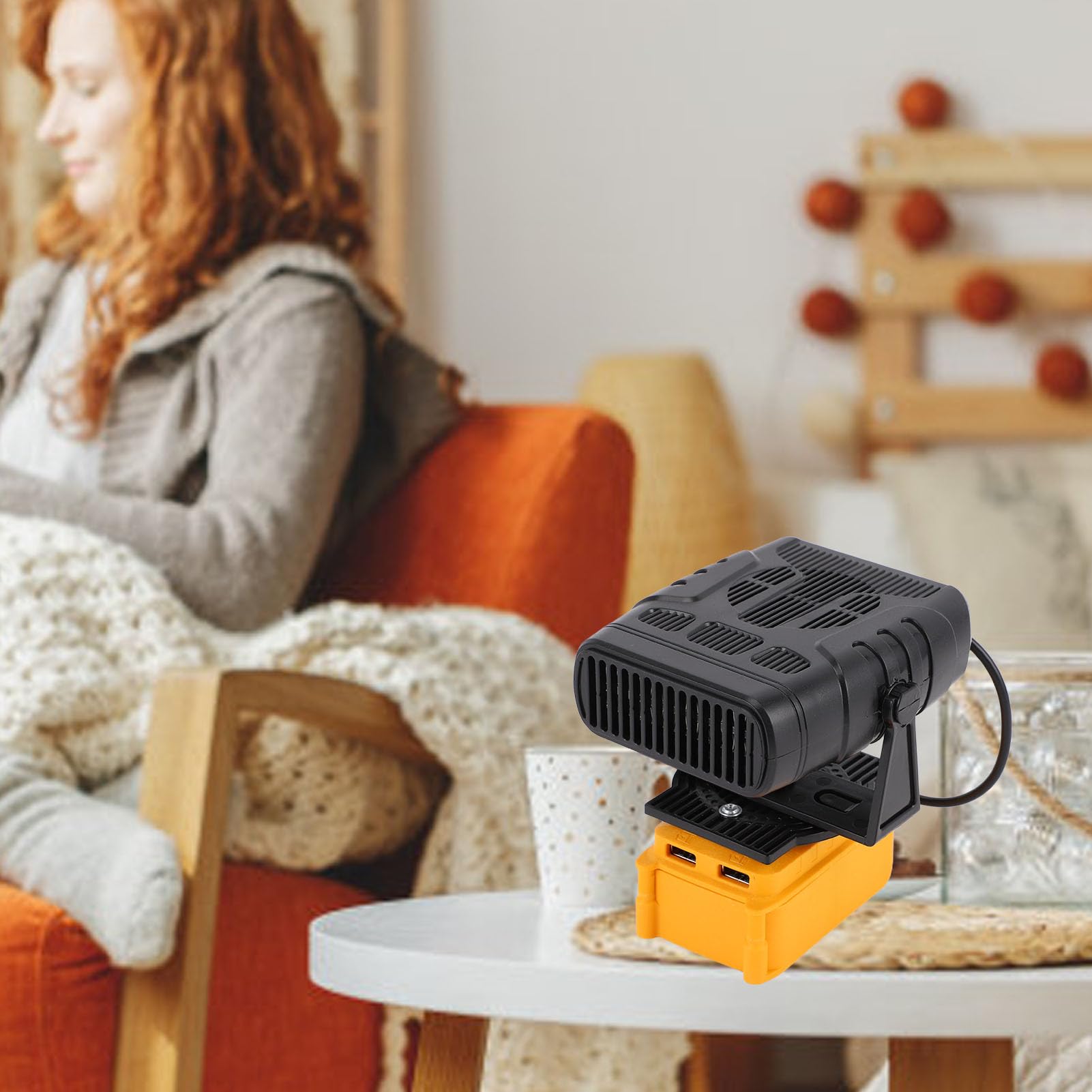Stufa Elettrica Alimentata a Batteria, Piccola Stufa Elettrica Portatile Ricaricabile per Ufficio Camera Letto Campeggio All'aperto, 2 Uscite USB, 55-85 ℃ (senza Batteria)