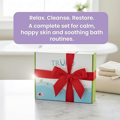 Miniatura 2 de TruKid Bath Baby Essentials, juego de cuidado de la piel para niños, baño de burbujas para niños, loción de lavanda y toallitas corporales, juego de